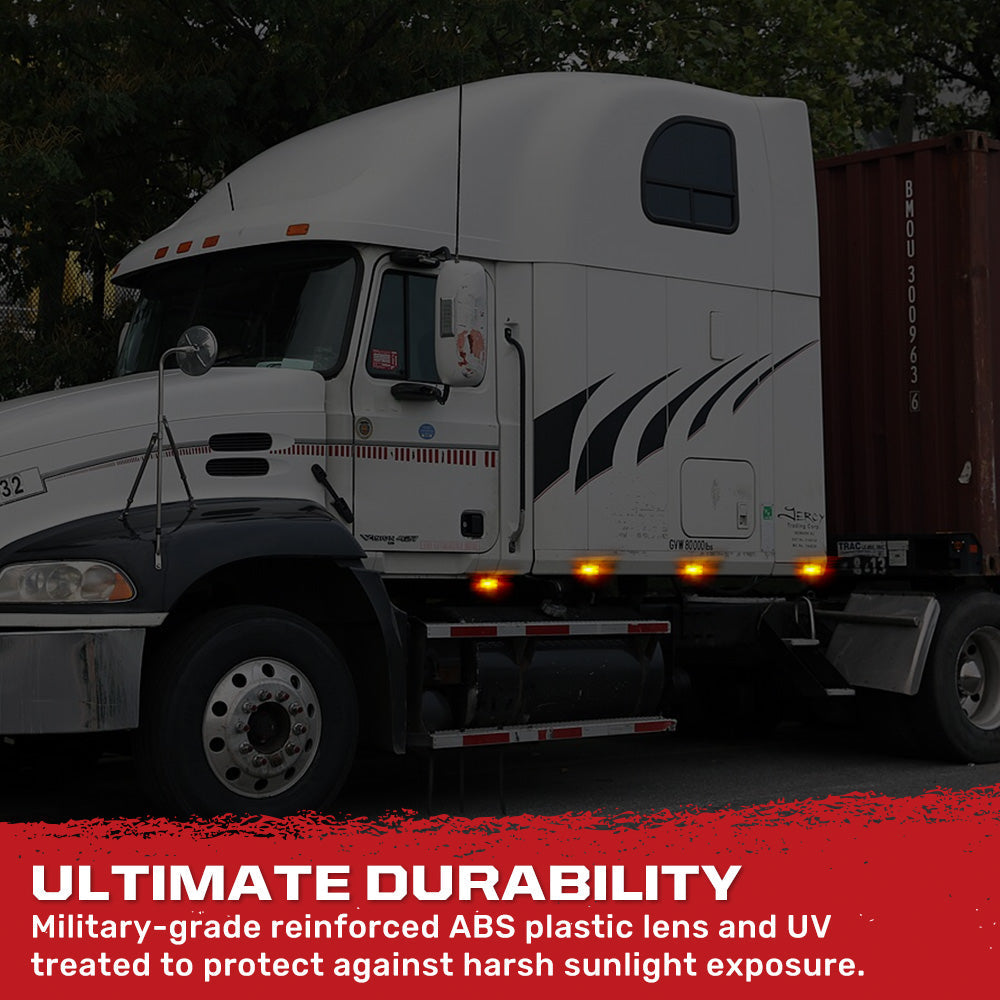 RECON 14-Pc Trailer Clearance Side Marker Running Lights Turn Signals 4" Lights with Ultra Bright 7 Red & 7 Amber LED Lights - Multiple Lens