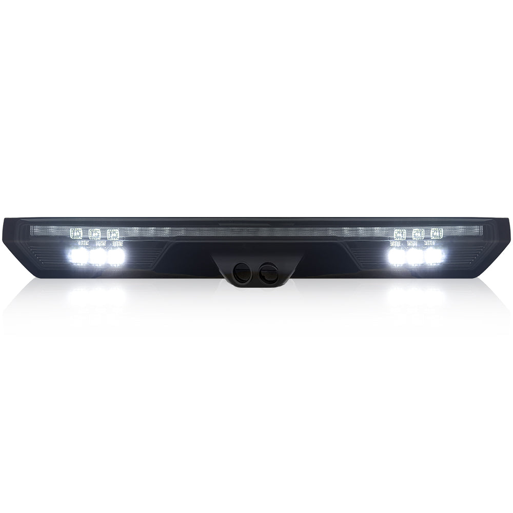 GMC Sierra & Chevy Silverado 20-26 2500 & 3500 (Fits Both Single Wheel & Dually 4th GEN) - ULTRA HIGH POWER Red LED 3rd Brake Light w/ CREE XML White LED Cargo Lights (Replaces LED 3rd Brake Light with 2 Cargo Bed Cameras - Smoked Lens