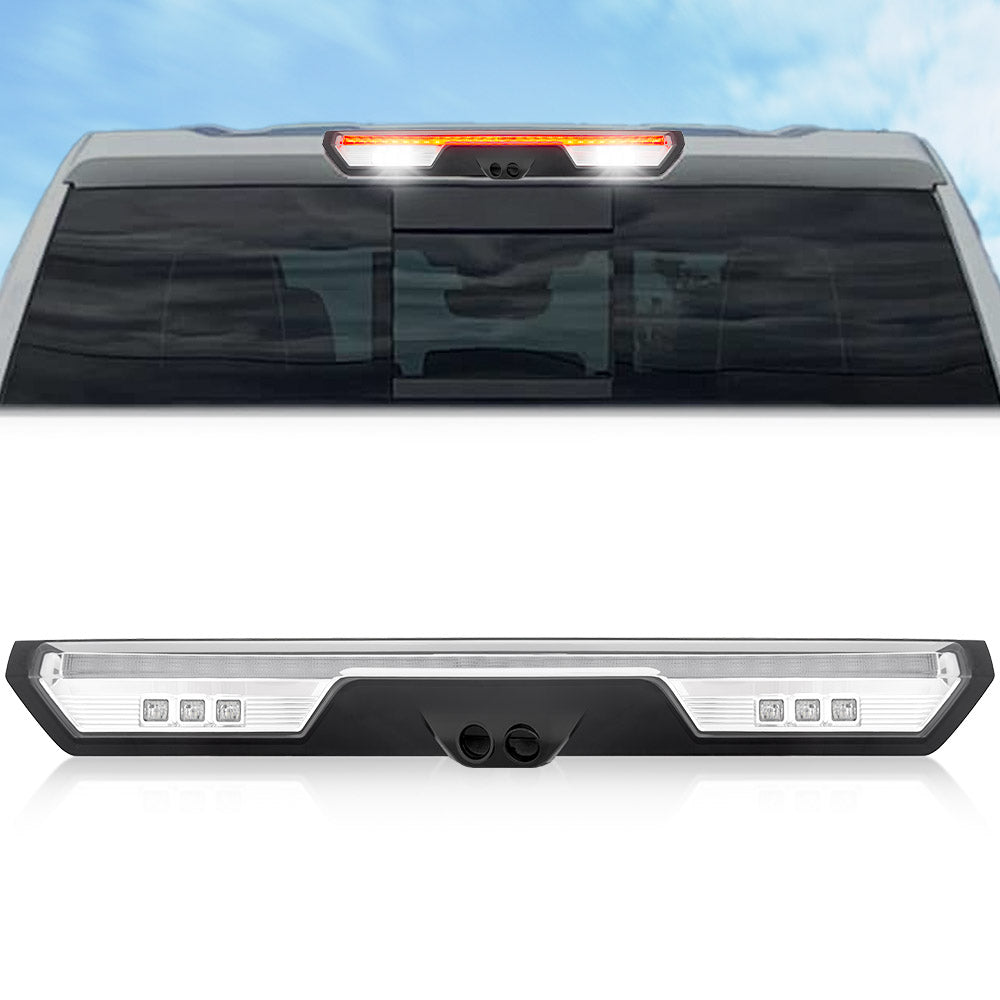 GMC Sierra 1500 & Chevy Silverado 1500 19-26 (4th GEN) - ULTRA HIGH POWER Red LED 3rd Brake Light w/ ULTRA HIGH POWER CREE XML White LED Cargo Lights (Replaces LED 3rd Brake Light with 2 Cargo Bed Cameras - Clear Lens