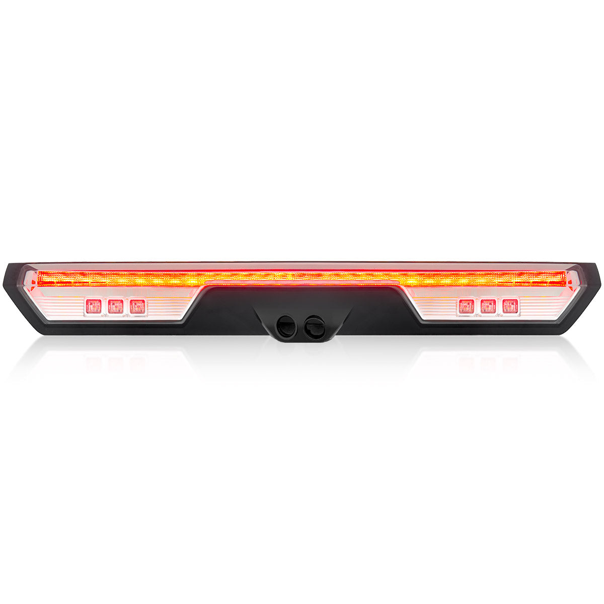 GMC Sierra & Chevy Silverado 20-26 2500 & 3500 (Fits Both Single Wheel & Dually 4th GEN) - ULTRA HIGH POWER Red LED 3rd Brake Light w/ CREE XML White LED Cargo Lights (Replaces LED 3rd Brake Light with 2 Cargo Bed Cameras - Clear Lens
