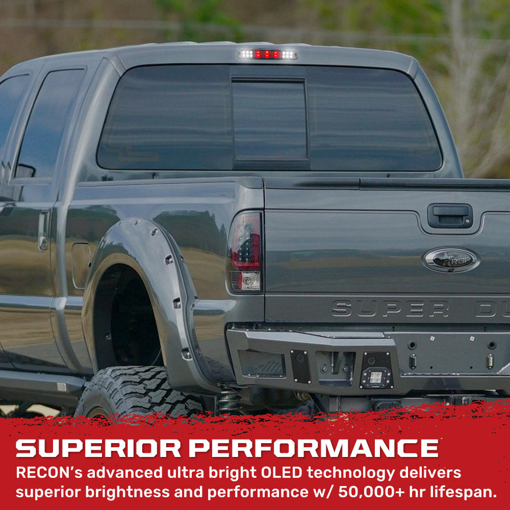 Ford Super Duty 99-16 F250 F350 F450 F550 Ultra Bright LED 3rd Brake Light Kit - Smoked Lens