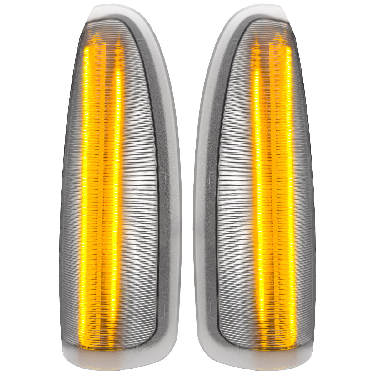 Ford Super Duty & Excursion 03-07 LED  Side Mirror Lenses White Running Lights & Amber Turn Signal - Clear Lens