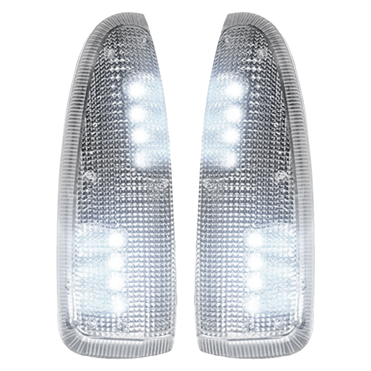 Ford Super Duty & Excursion 03-07 LED Side Mirror Lenses White Running Lights & Turn Signals - Clear Lens