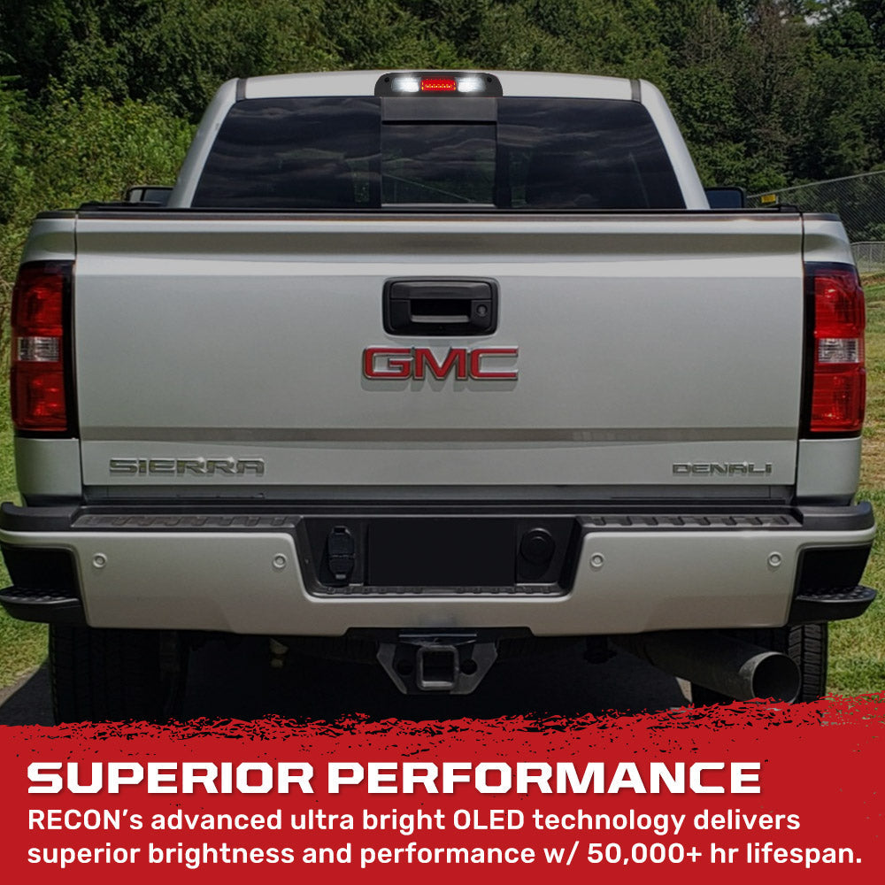GMC Sierra & Chevy Silverado 3rd GEN 1500 14-18 ULTRA HIGH POWER Red CREE XML Red LED 3rd Brake Light with White LED Cargo Lights with Smoked Lens