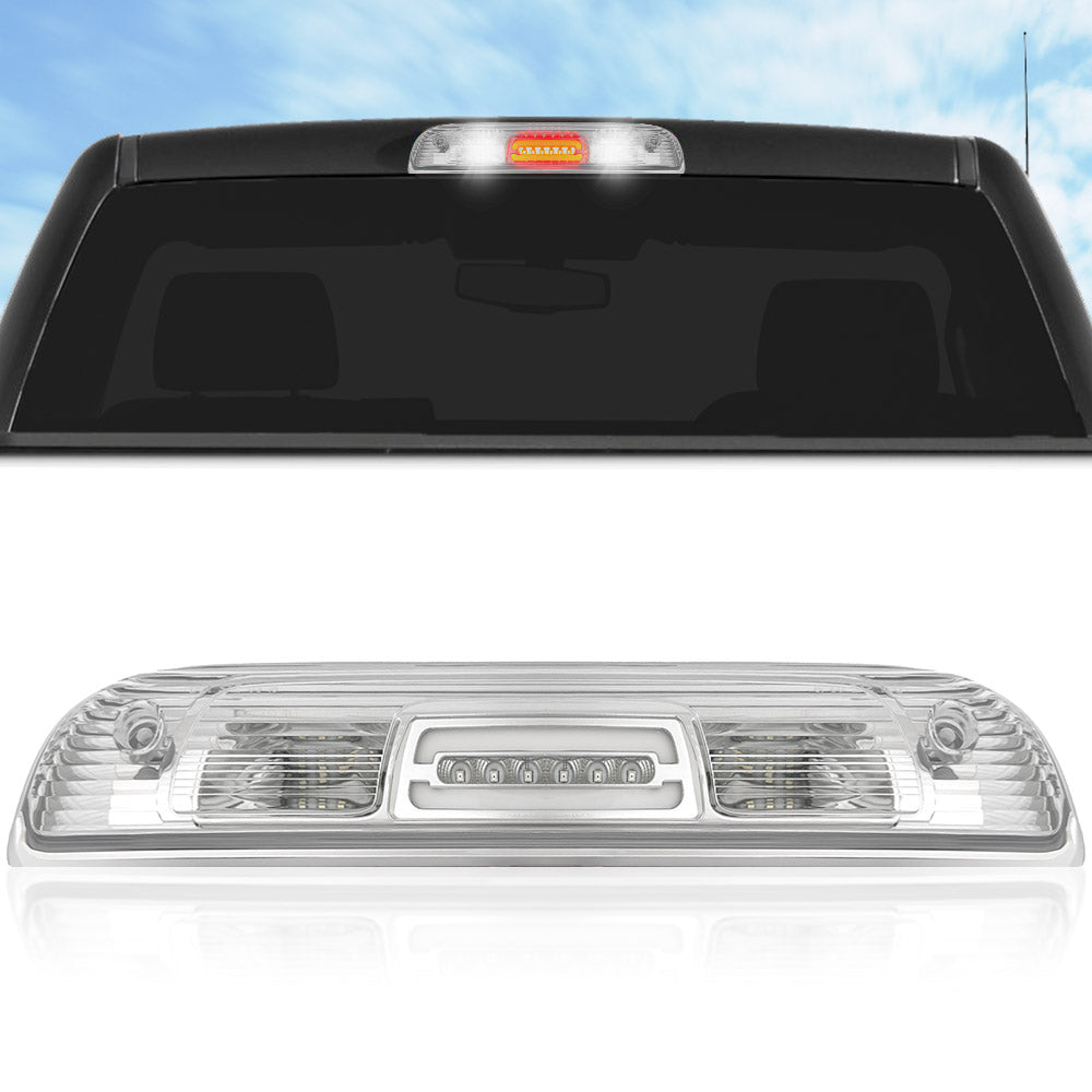 GMC Sierra & Chevy Silverado 14-19 2500/3500 (3rd Gen) - Ultra High Power Red CREE XML Red LED 3rd Brake Light with White LED Cargo Lights - Clear Lens