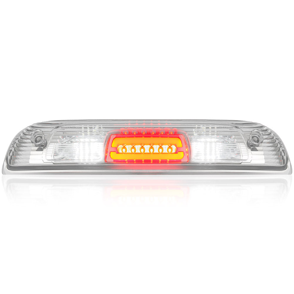 GMC Sierra & Chevy Silverado 14-19 2500/3500 (3rd Gen) - Ultra High Power Red CREE XML Red LED 3rd Brake Light with White LED Cargo Lights - Clear Lens