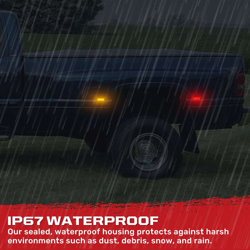 Dodge RAM 94-01 Red & Amber LED Fender Lights (4-Piece Set) - Smoked or Clear Lens