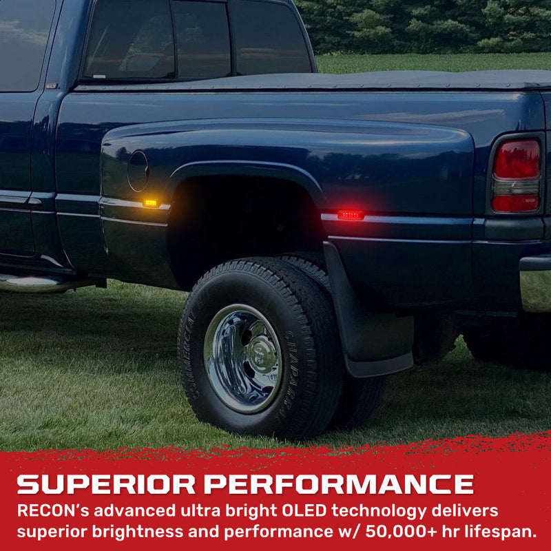 Dodge RAM 94-01 Red & Amber LED Fender Lights (4-Piece Set) - Smoked or Clear Lens