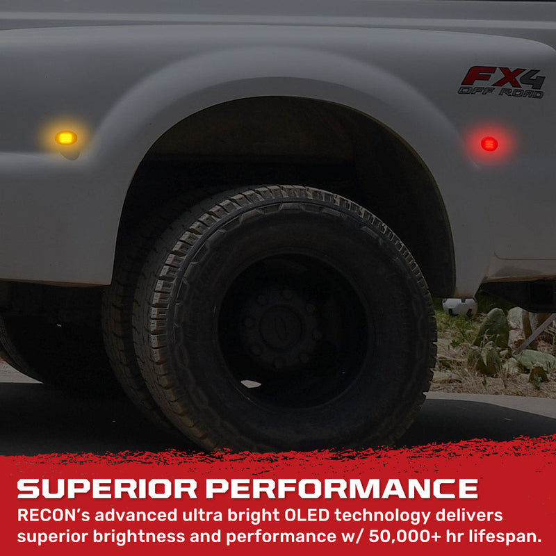 Ford Super Duty 99-10 Amber & Red Fender LED Lights (4-Piece Set) Smoked or Clear Lens