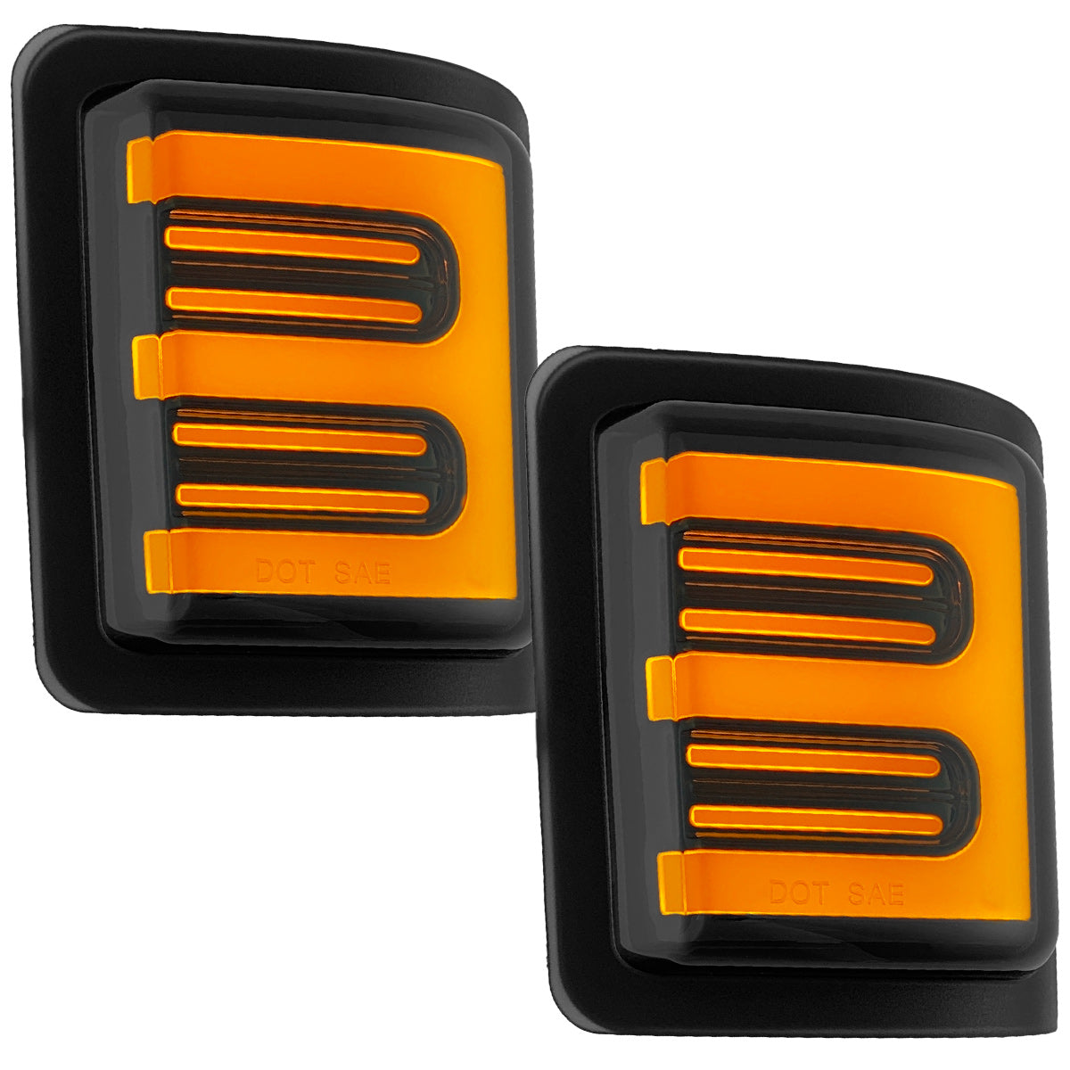 Ford 08-16 Super Duty F250/F350 Side Mirror Lenses (2-Piece Set) Ultra High Power White or Amber Running Lights & Scanning Amber Turn Signals Smoked or Clear Lens
