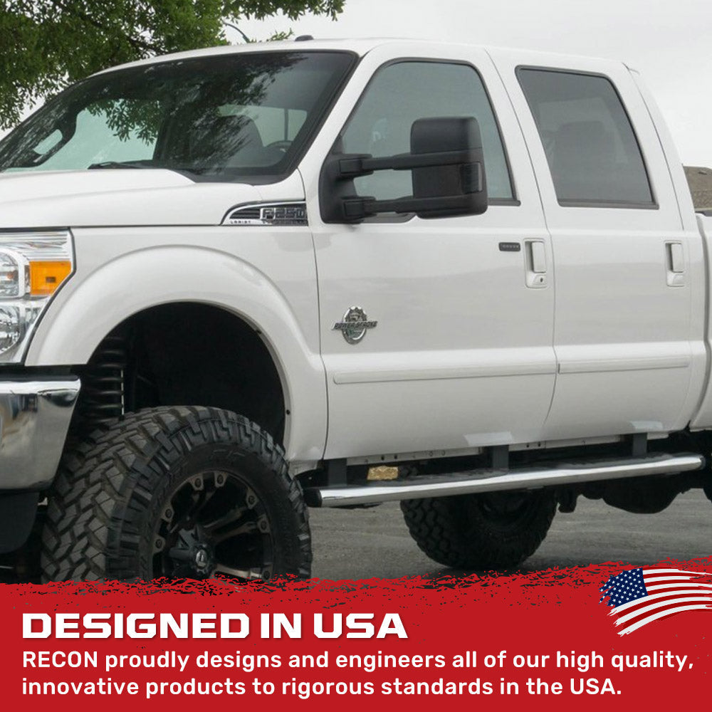 Ford 08-16 Super Duty F250/F350 Side Mirror Lenses (2-Piece Set) Ultra High Power White or Amber Running Lights & Scanning Amber Turn Signals Smoked or Clear Lens