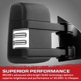 Ford 08-16 Super Duty F250/F350 Side Mirror Lenses (2-Piece Set) Ultra High Power White or Amber Running Lights & Scanning Amber Turn Signals Smoked or Clear Lens