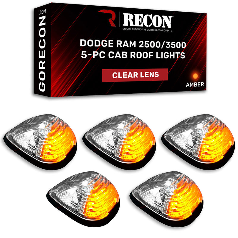Dodge RAM 2500/3500 94-98 5-Piece Cab Roof Light Set Amber LED 194 Bulbs - Multiple Lens