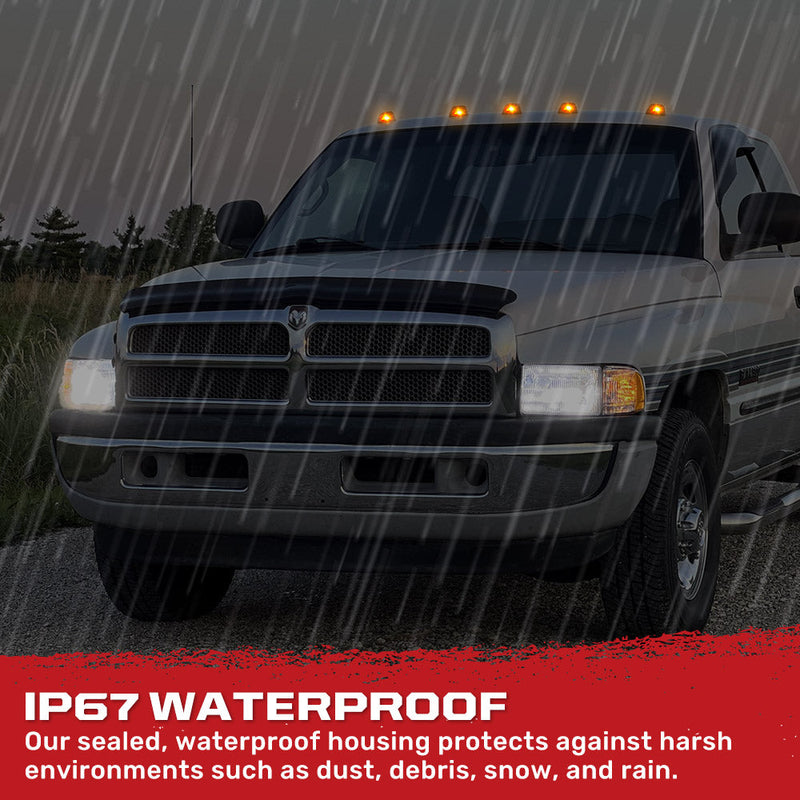 Dodge RAM 2500/3500 94-98 5-Piece Cab Roof Light Set Amber LED 194 Bulbs - Multiple Lens