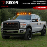 Ford Super Duty 99-16 5 Piece Cab Lights Amber Xenon Bulbs with Amber Lens - (Attn: This cab light kit replaces OEM factory installed Ford 99-16 cab roof light lenses)