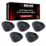 Ford Super Duty 99-16 5 Piece Cab Lights Amber Xenon Bulbs with Smoked Lens - (Attn: This cab light kit replaces OEM factory installed Ford 99-16 cab roof light lenses)