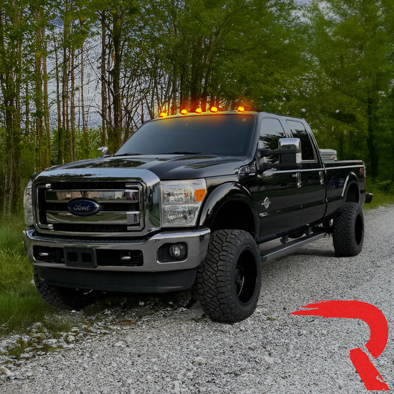 Ford Super Duty 99-16 5 Piece Cab Lights Amber Xenon Bulbs with Smoked Lens - (Attn: This cab light kit replaces OEM factory installed Ford 99-16 cab roof light lenses)