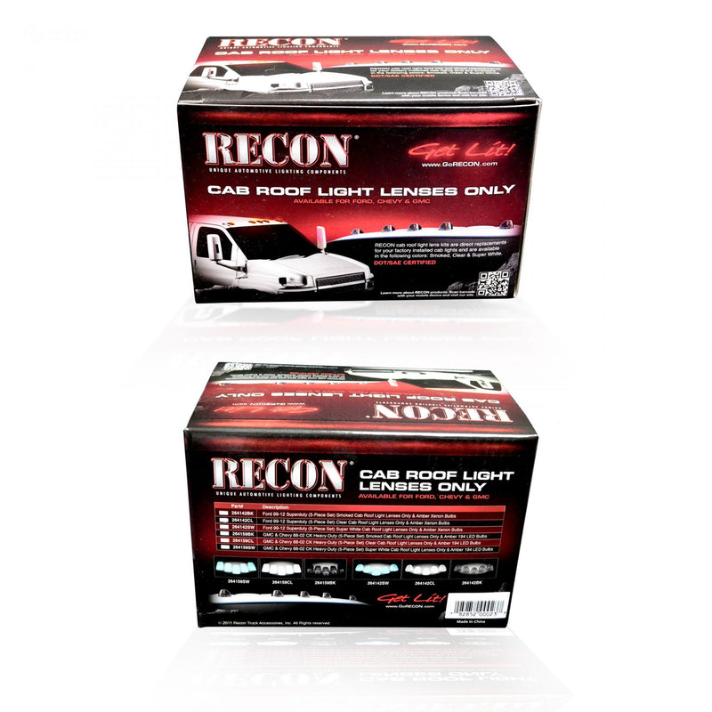 Ford Super Duty 99-16 5 Piece Cab Lights Amber Xenon Bulbs with Clear Lens - (Attn: This cab light kit replaces OEM factory installed Ford 99-16 cab roof light lenses)