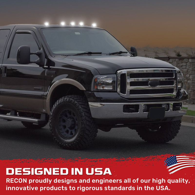 Ford Super Duty 99-16 5-Piece Smoked Cab Roof Light Kit 2-Way Front & Rear Facing Ultra High-Power White LEDs (ATTN: For Models That DID NOT Come With Factory Cab Lights) - Smoked Lens