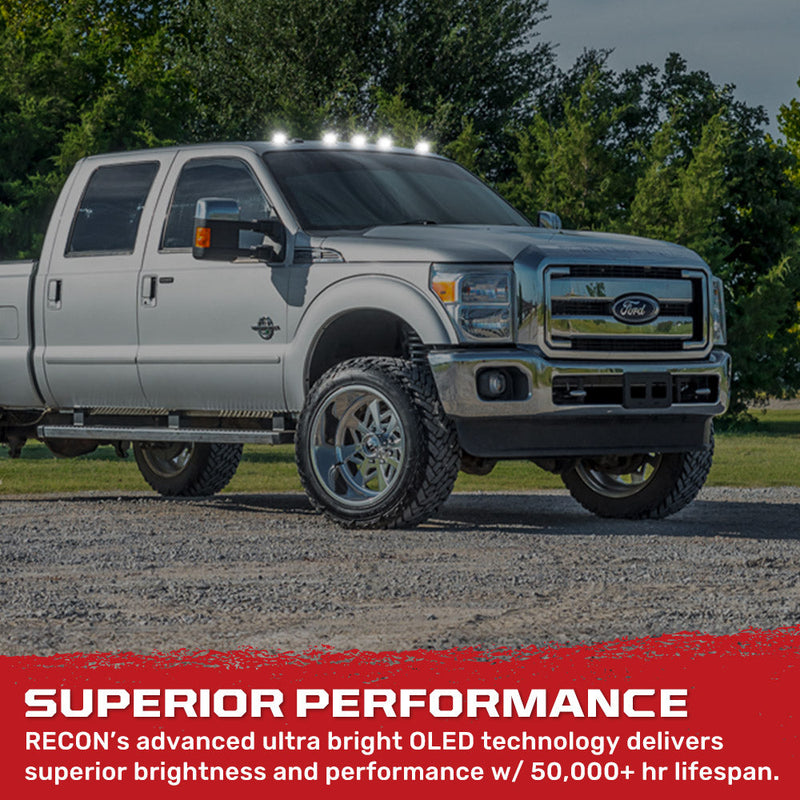 Ford Super Duty 99-16 5-Piece Smoked Cab Roof Light Kit 2-Way Front & Rear Facing Ultra High-Power White LEDs (ATTN: For Models That DID NOT Come With Factory Cab Lights) - Smoked Lens