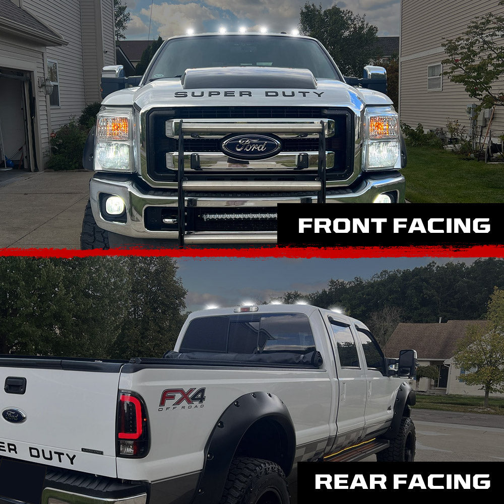 Ford 99-16 Super Duty 5-Pc Cab Roof Lights 2-Way Front & Rear Facing Ultra High-Power LED (ATTN: For Models That DID NOT Come With Factory Cab Lights) - Multiple Options