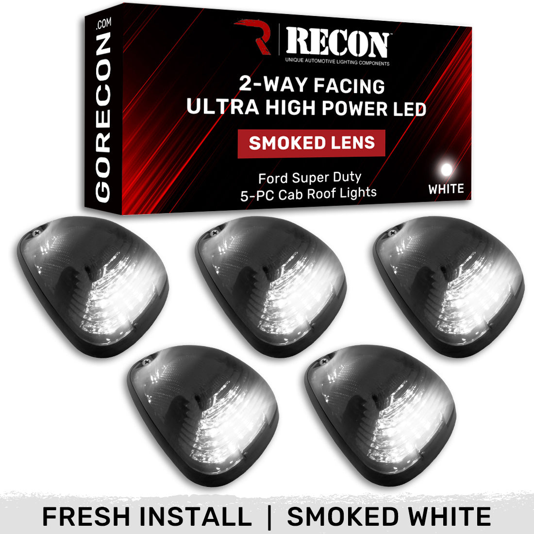 Ford 99-16 Super Duty 5-Pc Cab Roof Lights 2-Way Front & Rear Facing Ultra High-Power LED (ATTN: For Models That DID NOT Come With Factory Cab Lights) - Multiple Options