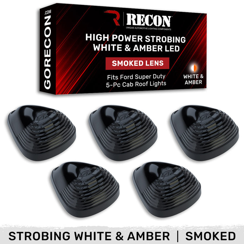 Ford Super Duty 99-16 5-Piece Cab Light Kit Strobe LED in White & Amber - Multiple Lens