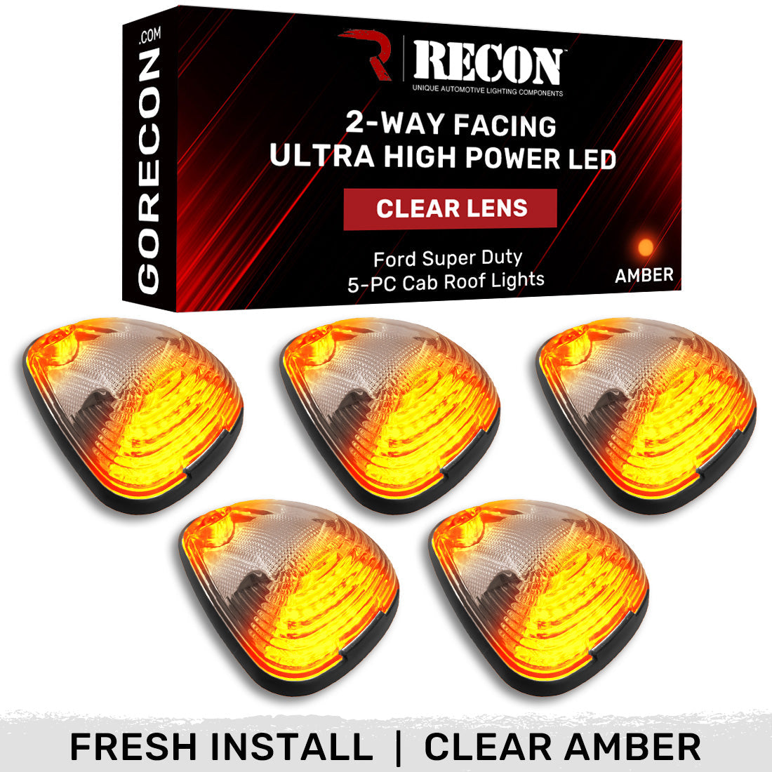 Ford 99-16 Super Duty 5-Pc Cab Roof Lights 2-Way Front & Rear Facing Ultra High-Power LED (ATTN: For Models That DID NOT Come With Factory Cab Lights) - Multiple Options