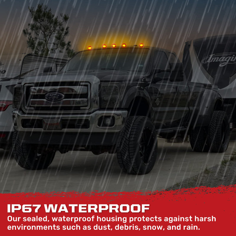 Ford Super Duty 99-16 5-Piece Cab Light Kit Strobe LED in White & Amber - Multiple Lens