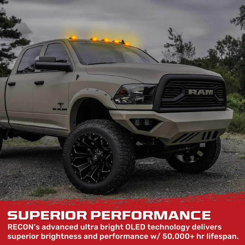 Dodge RAM 99-02 5 Piece Cab Roof Light LED Smoked Lens in Amber