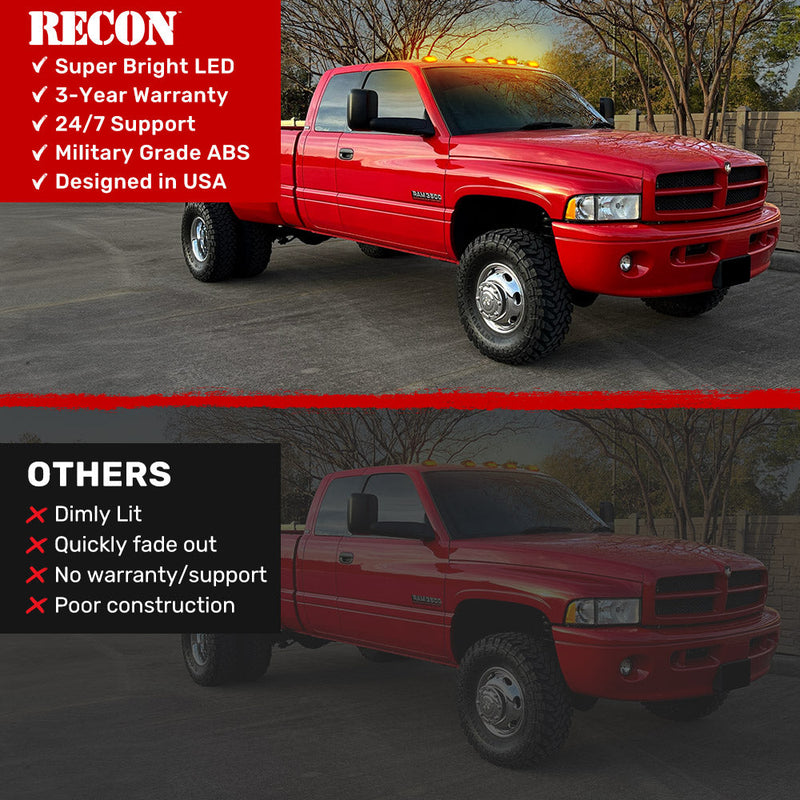 Dodge RAM 99-02 5 Piece Cab Roof Light Set LED Clear Lens in Amber