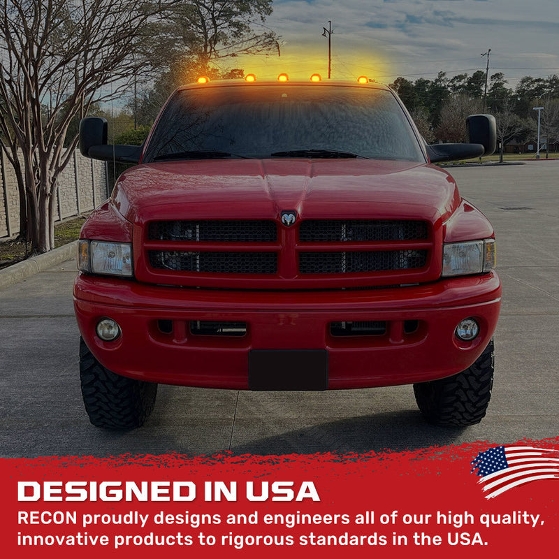 Dodge RAM 99-02 5 Piece Cab Roof Light Set LED Clear Lens in Amber