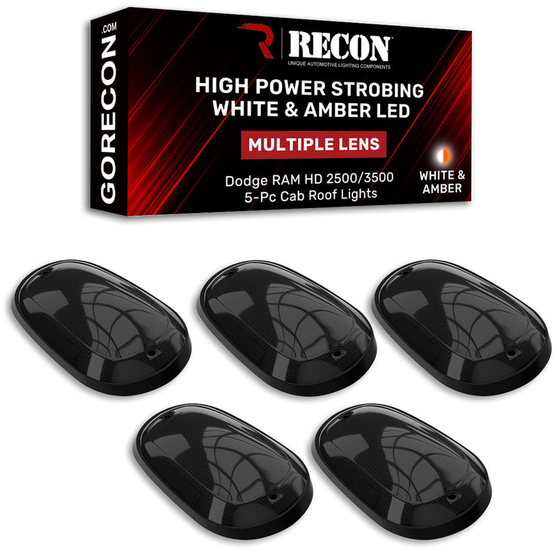 Dodge RAM 03-18 Heavy-Duty 2500/3500 5-Piece Cab Roof Light Kit Strobe LED White & Amber - Multiple Lens