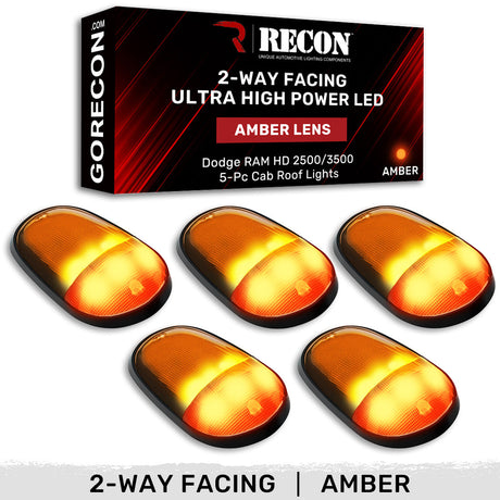 Dodge RAM Heavy-Duty 2500/3500 03-18 5 Piece Cab Roof Light Set 2-Way Front & Rear Facing Ultra High-Power LEDs Multiple Lens & Colors