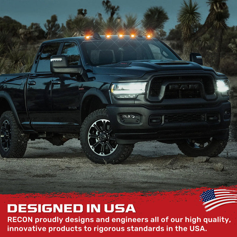 Dodge RAM 03-18 Heavy-Duty 2500/3500 5-Piece Cab Roof Light Kit Strobe LED White & Amber - Multiple Lens