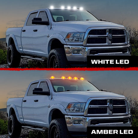 Dodge RAM 03-18 Heavy-Duty 2500/3500 5-Piece Cab Roof Light Kit Strobe LED White & Amber - Multiple Lens