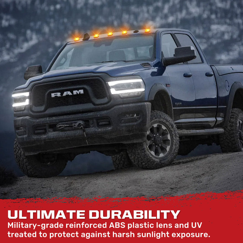 Dodge RAM 03-18 Heavy-Duty 2500/3500 5-Piece Cab Roof Light Kit Strobe LED White & Amber - Multiple Lens