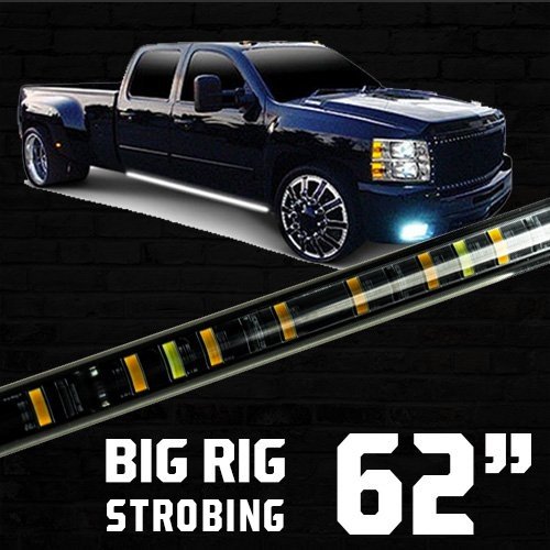 "Big Rig" Strobing Side Mounted High Power LED Light Bars User Selectable Control Amber or White - Multiple Sizes