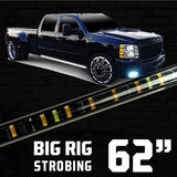 "Big Rig" Strobing Side Mounted High Power LED Light Bars User Selectable Control Amber or White - Multiple Sizes