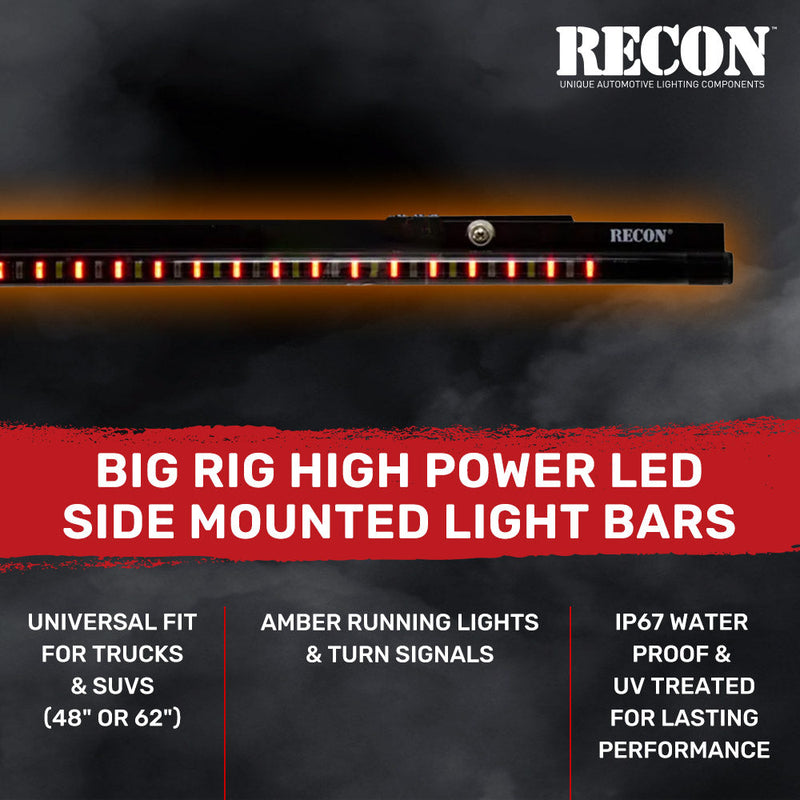 "Big Rig" Side Mounted High Power LED Light Bar Kit Amber Running Lights & Turn Signals - Multiple Sizes