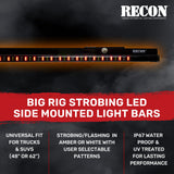 "Big Rig" Strobing Side Mounted High Power LED Light Bars User Selectable Control Amber or White - Multiple Sizes