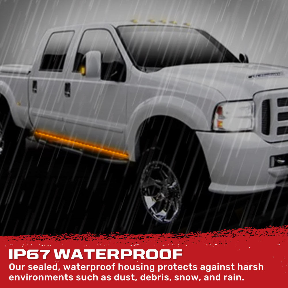 "Big Rig" Strobing Side Mounted High Power LED Light Bars User Selectable Control Amber or White - Multiple Sizes