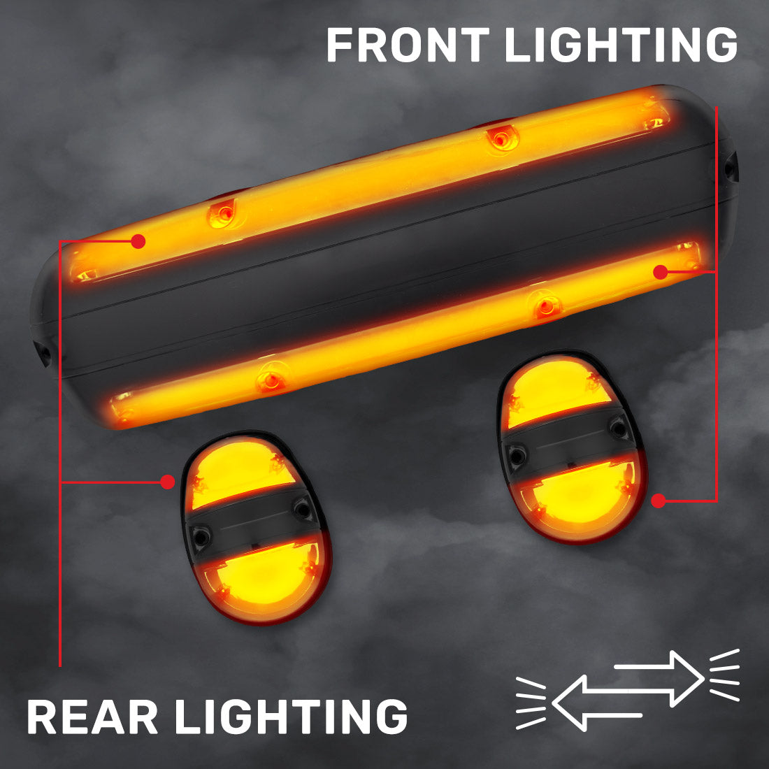 GMC & Chevy 02-07 Heavy Duty 3-PC Cab Roof Light Kit 2-Way Front & Rear Facing Ultra High Power OLEDs - Multiple Options