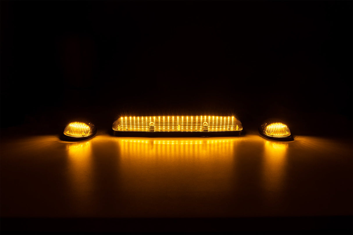 GMC & Chevy 02-07 3-Piece Cab Roof Light Kit Strobe LED White & Amber - Multiple Lens