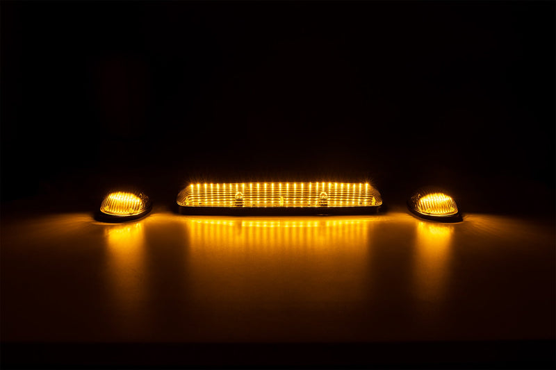 GMC & Chevy 02-07 3-Piece Cab Roof Light Kit Strobe LED White & Amber - Multiple Lens