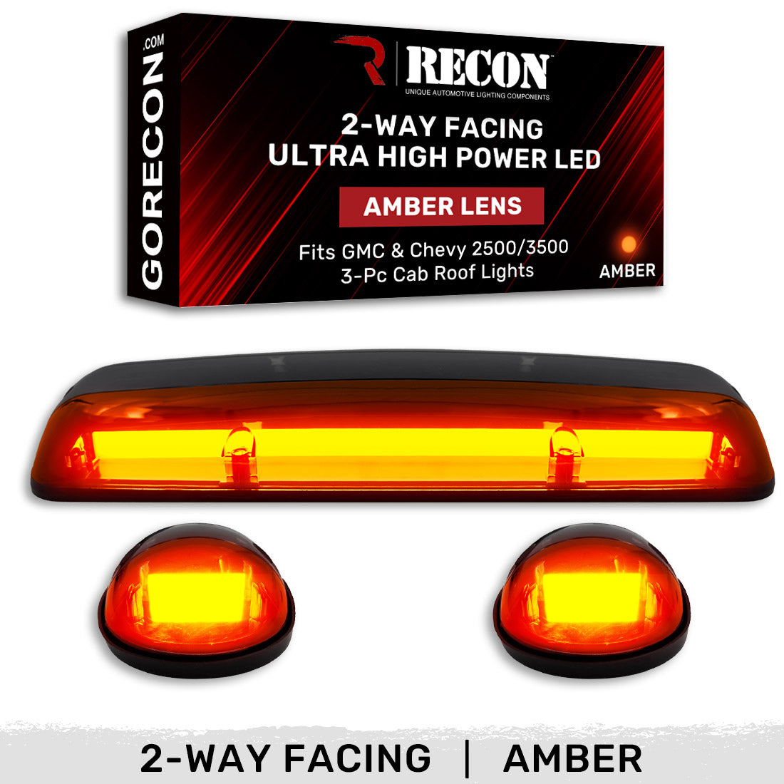 GMC & Chevy 02-07 Heavy Duty 3-PC Cab Roof Light Kit 2-Way Front & Rear Facing Ultra High Power OLEDs - Multiple Options