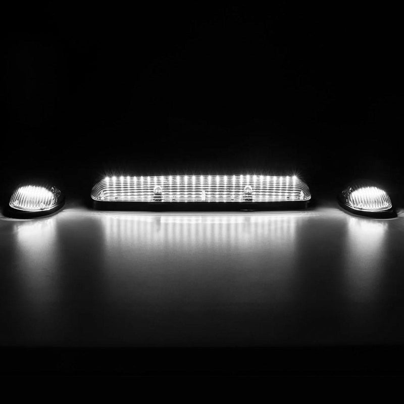 GMC & Chevy 02-07 3-Piece Cab Roof Light Kit Strobe LED White & Amber - Multiple Lens