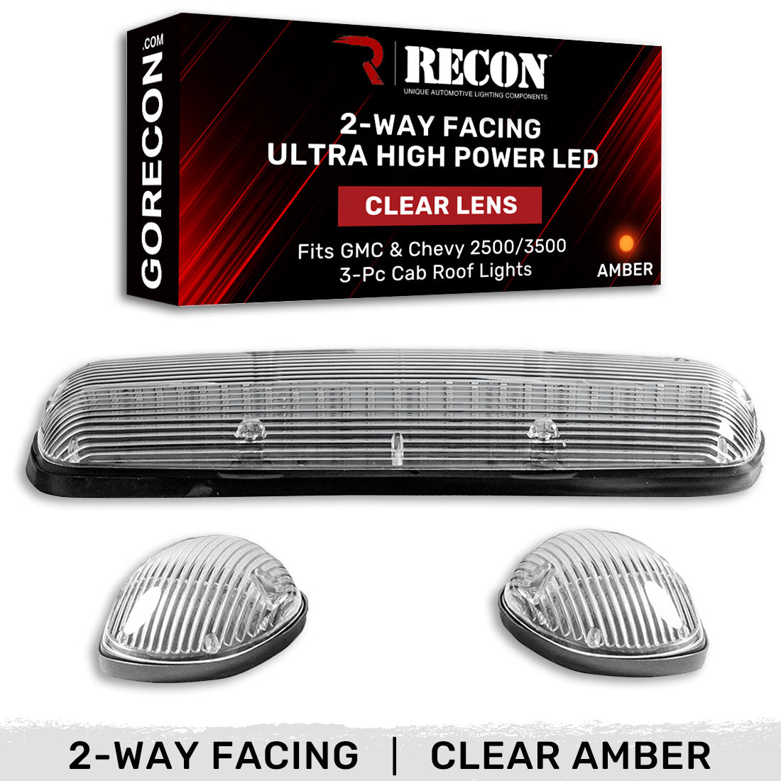 GMC & Chevy 02-07 Heavy Duty 3-PC Cab Roof Light Kit 2-Way Front & Rear Facing Ultra High Power OLEDs - Multiple Options