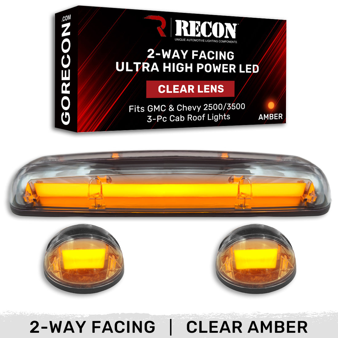 GMC & Chevy 02-07 Heavy Duty 3-PC Cab Roof Light Kit 2-Way Front & Rear Facing Ultra High Power OLEDs - Multiple Options