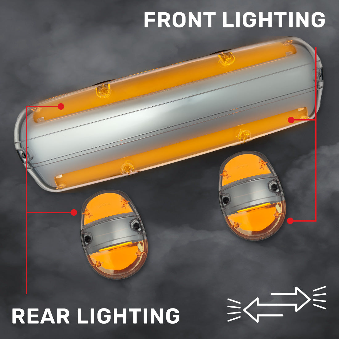 GMC & Chevy 02-07 Heavy Duty 3-PC Cab Roof Light Kit 2-Way Front & Rear Facing Ultra High Power OLEDs - Multiple Options